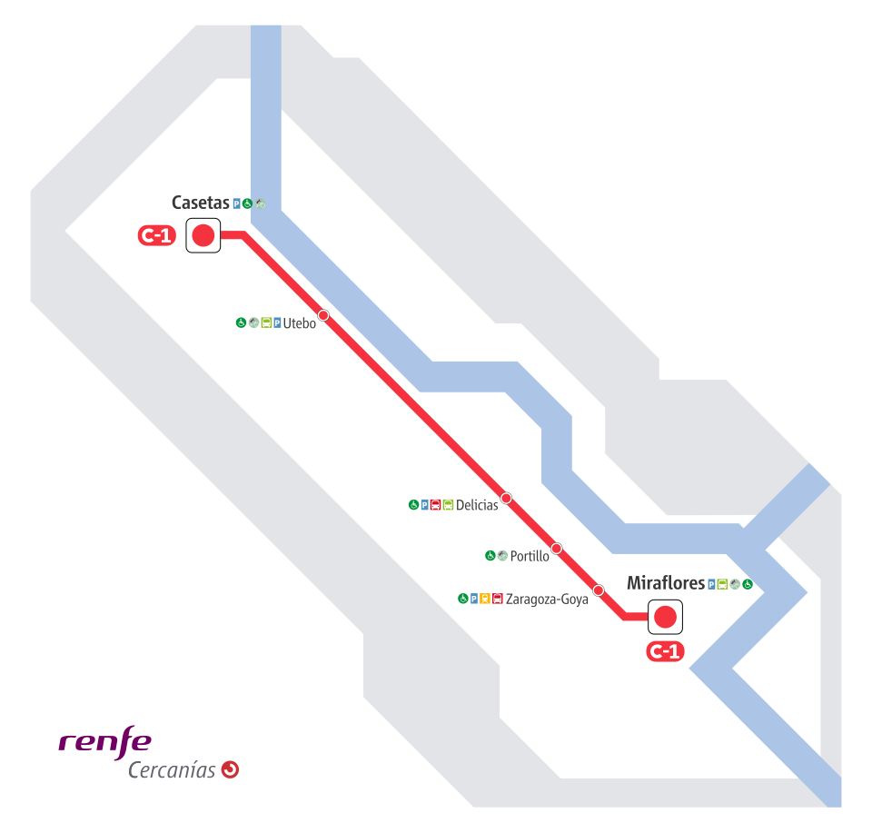 Mapa de Cercanías de Zaragoza