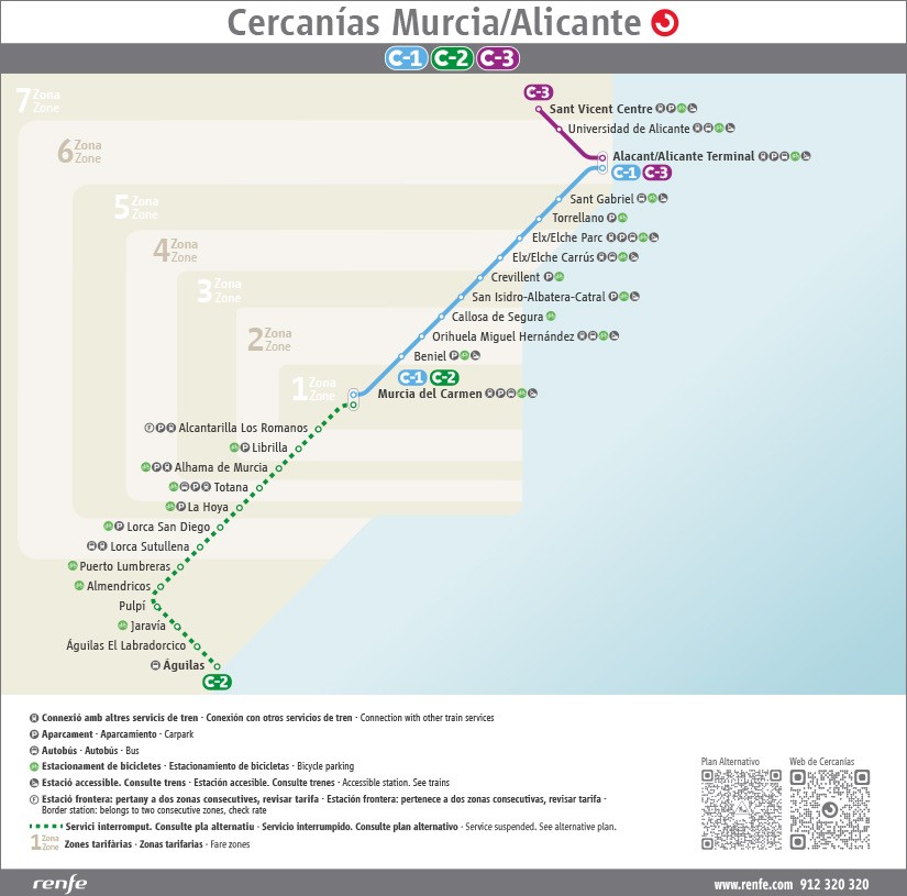 Mapa de Cercanías de Alicante