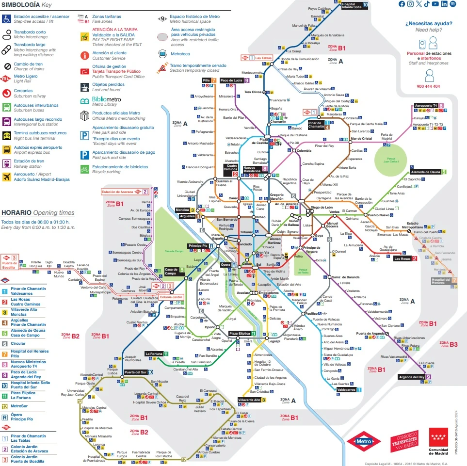 Metro de Madrid mapa Mapa del Metro de Madrid