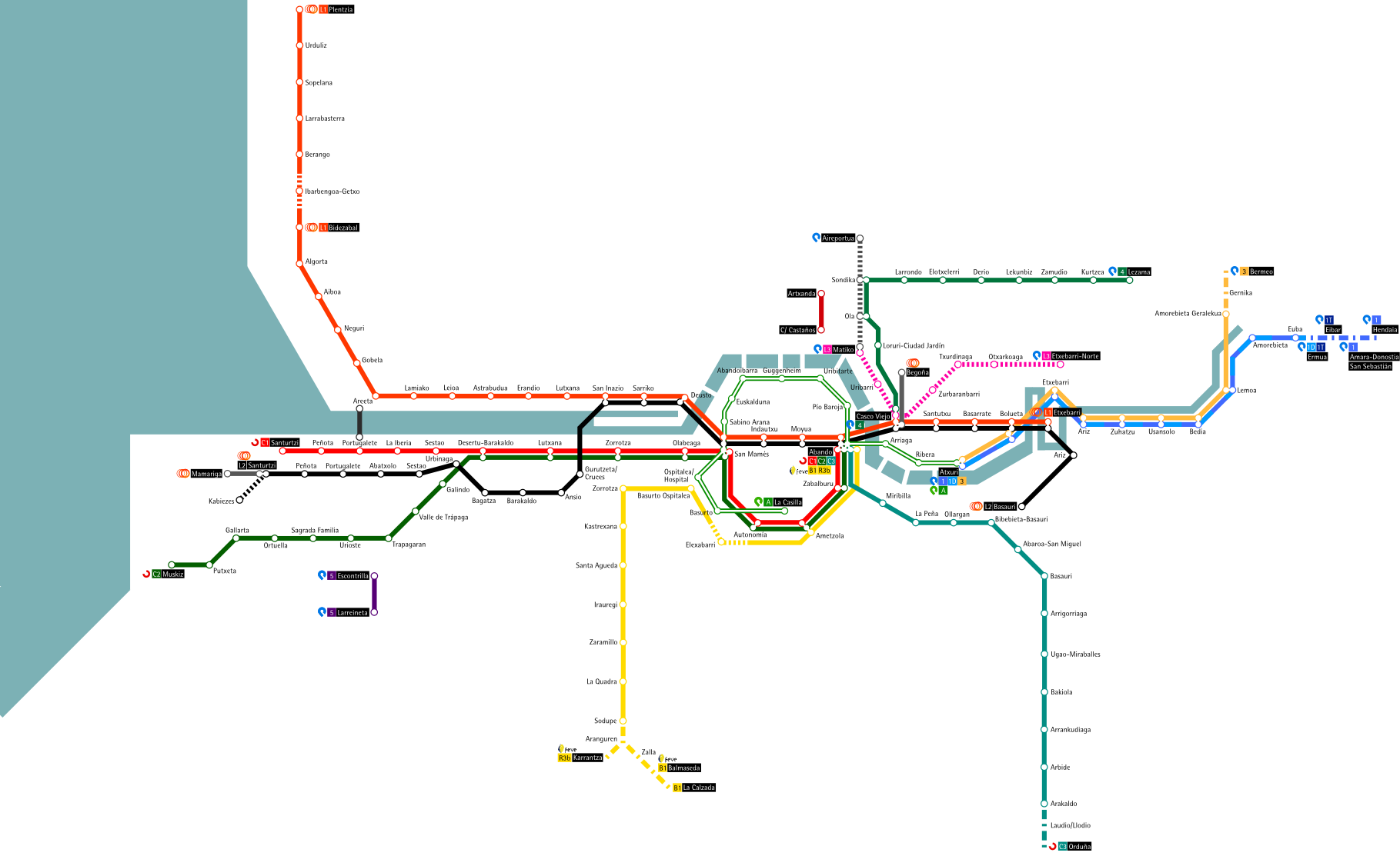 Mapa de Cercanías de Bilbao